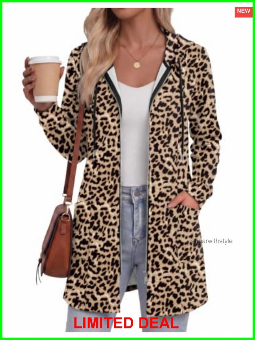 Zeagoo Zip Up Hoodie Women Mid-Length Fleece Lined Hooded Jacket with Pockets